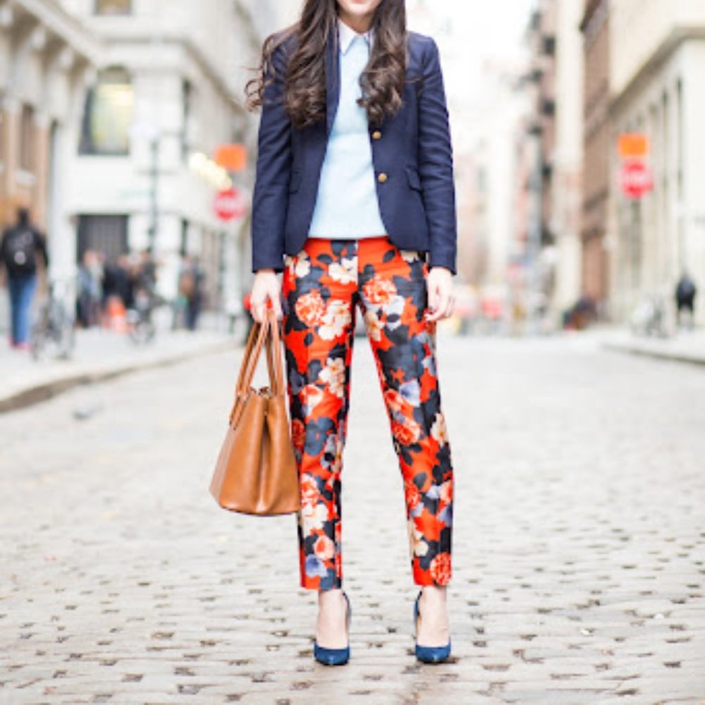 J. CREW COLLECTION Graphic Peony Print Pants {3B51}